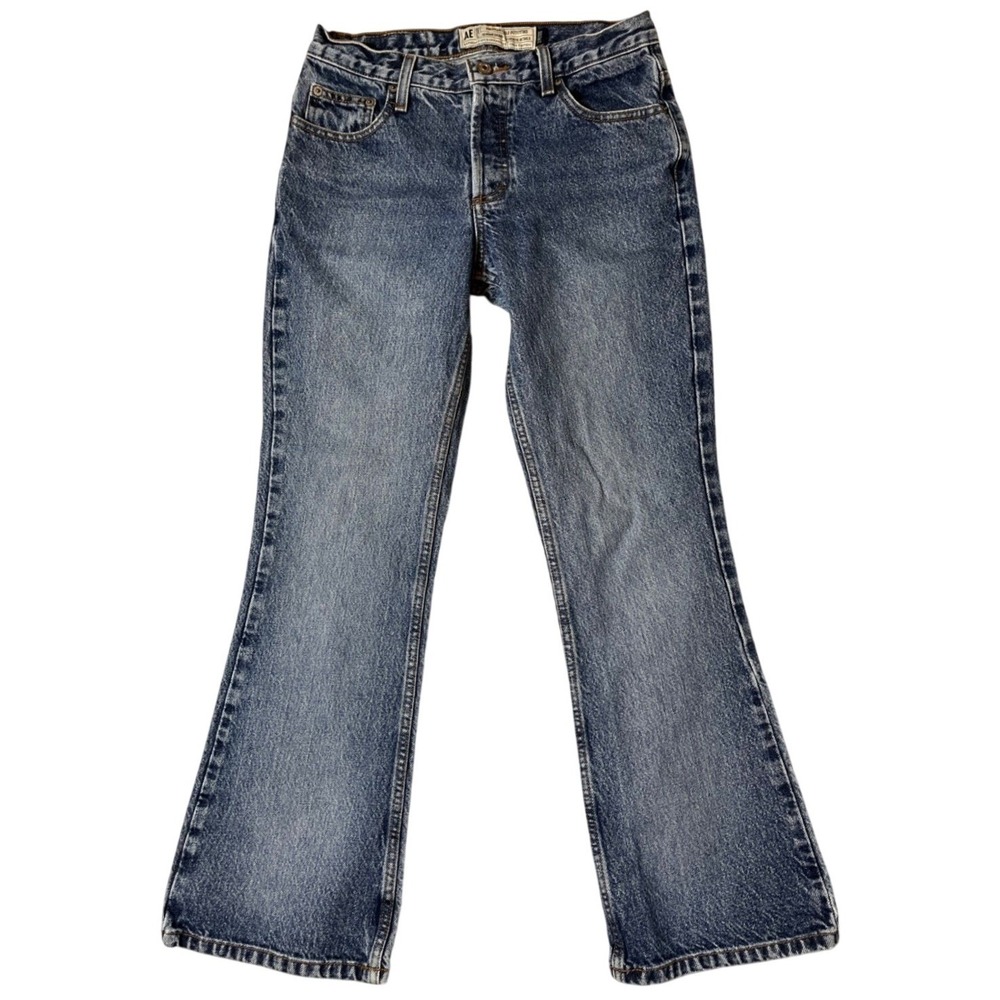 American Eagle Womens 2 Petite Y2K Button Fly Flare Bootcut Jeans 100% Cotton